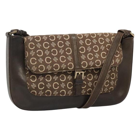 CELINE C Macadam Canvas Shoulder Bag Brown Gold - Picture 1 of 12